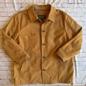 Eddie Bauer Brown Leather Coat Jacket Button Barn Utility Work Outdoor XXL
